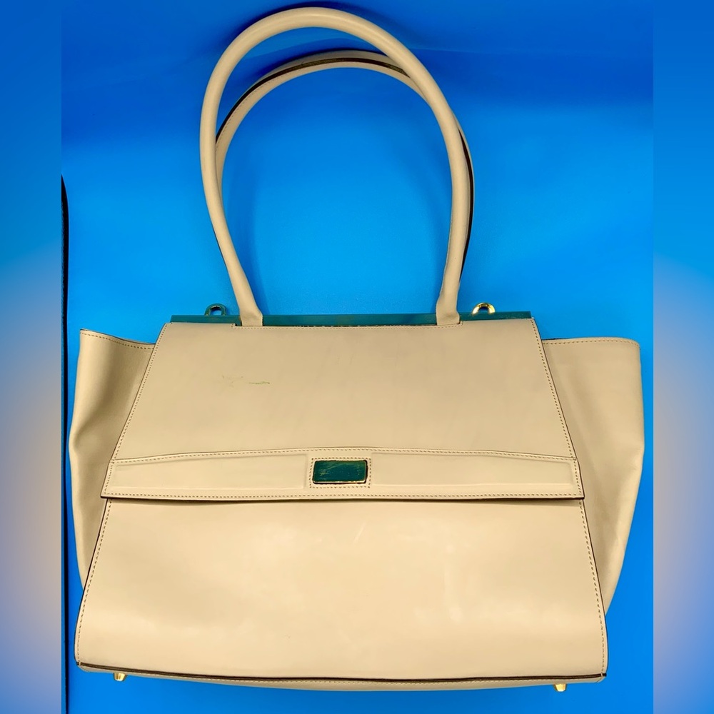 Alberta Di Canio Italian Leather Satchel – Beige with Gold Hardware